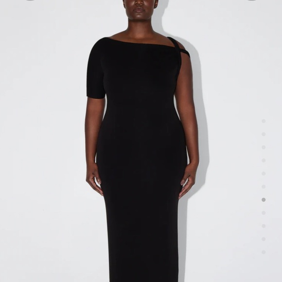 KHY DROP 004 Black Suede Stretch Twist Maxi Dress Size Medium - Picture 13 of 16